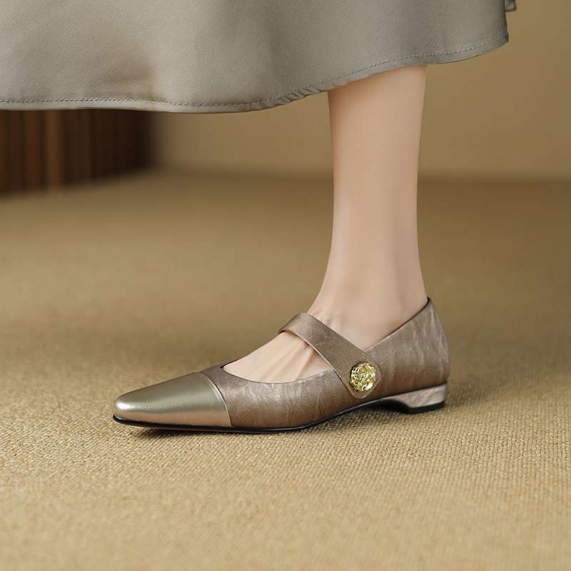 

Krazing Pot коровья кожа лето весна осень низкие каблуки женские металлические пряжки ремешки туфли Мэри Джейн неглубокие туфли 34 шампанского