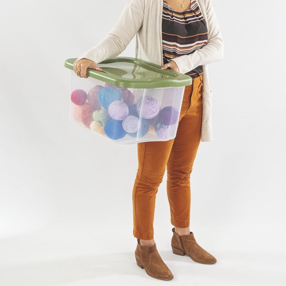 40 Quart EZ Carry Storage Bin with Full Grip Handles Efficient Home Organization and Stacking