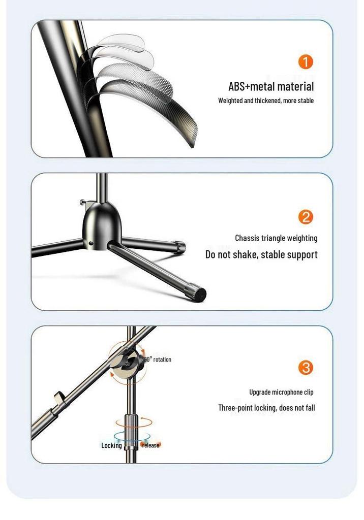 Portable Floor-Standing Microphone Tripod Stand with Adjustable Height for Outdoor Stage Performance