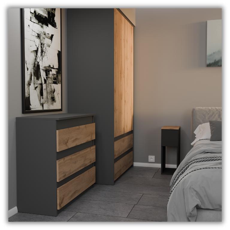 Comodino Stretto Nero 20 Cm Tavolino da Letto Con 1 Cassetto Per Camera da Letto Mansardata