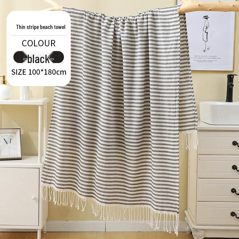 Large & Thick Tassel Turkish Beach Towel – Absorbent, Outdoor Sunscreen Bath Towel