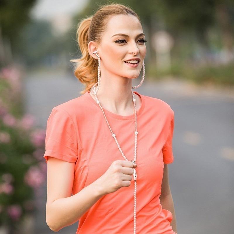 Stereo Pearl Headset Necklace Earphone In-ear Earbud Headphone 3.5mm Fashionable Pearl Necklace Headphone