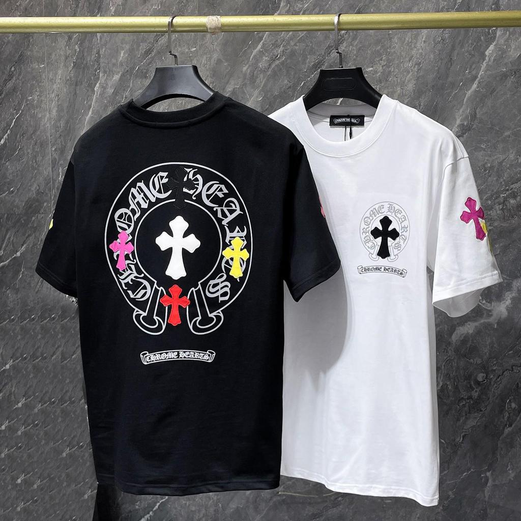 8923 CHROME HEARTS 2026 Summer New High Quality Cotton Round Neck Loose Large Size Men's and Women's T-shirt Couple T-shirt