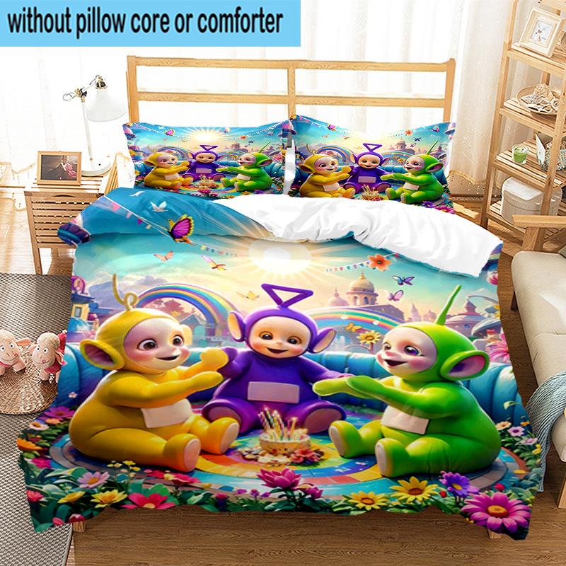 3PCS Teletu-bbies Celebrate Pride 3pcs Bedding,Including 3PCS Duvet Cover And 2pcs Pillowcases Perfect for Christmas,Ideal for Bedroom, Dormitory