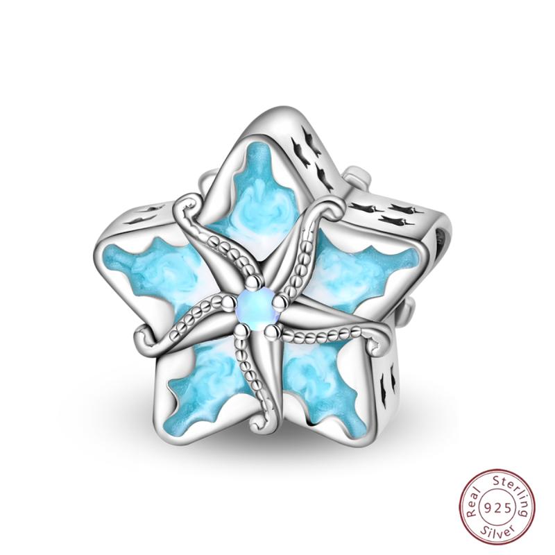 New Original Copper Beaded Bow Charm Blue Beads For Women Exquisite Diy Birthday Jewelry Gifts