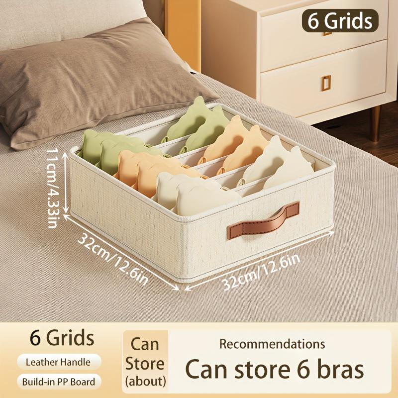 

1 шт. бежевый складной органайзер для хранения нижнего белья, бюстгальтеров, галстуков и аксессуаров 6 Grids бежевый