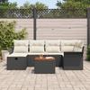 Ensemble de Canapé de Jardin 7 Pièces en Rotin Noir, Canapé de Jardin 2 Places avec Rangement &amp; Coussins en Rotin Noir 3360785