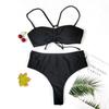 Seksowny komplet bikini typu bandeau push-up solidny kwiatowy nadruk strój kąpielowy damski strój kąpielowy Stroje kąpielowe z wysokim stanem Strój kąpielowy typu String Biquin