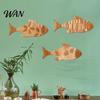 Tabletop Fish Ornament 3Pcs/Set Bathroom Wall Decoration, Rustic Wooden Art 2D Printed Sculpture, Nautical Hanging for Beach Lake House Ocean Style
