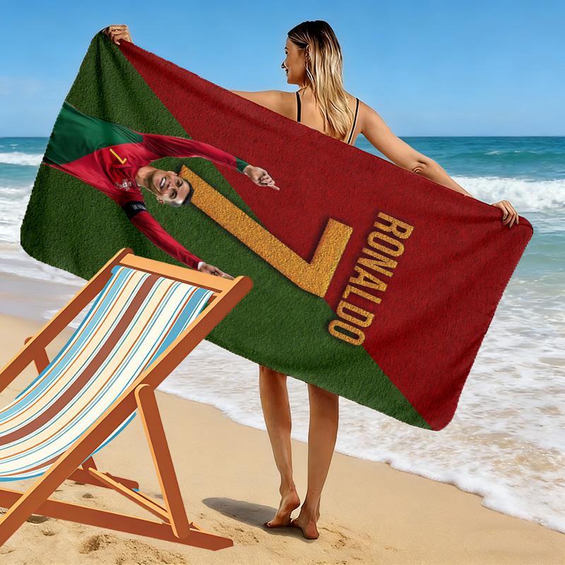 Cristiano Ronaldo Print Strandtuch, Großes Weiches Schnelltrocknendes Handtuch für Strand Camping Schwimmen