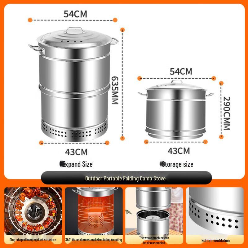 Suncojia Großer Outdoor Holzkohle BBQ Trommel Smoker & Bräter