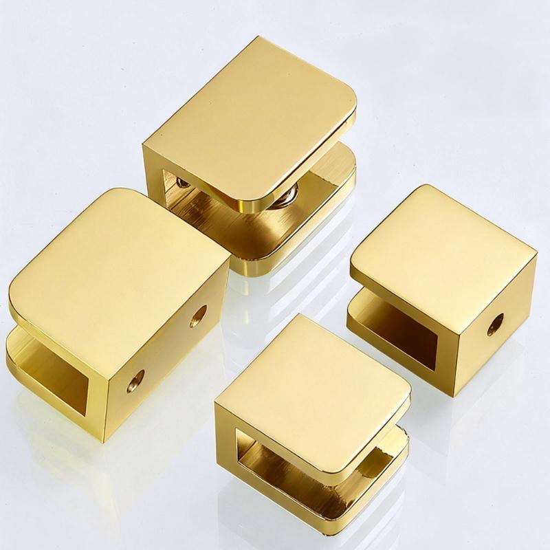 2pcs Adjustable Glass Shelf Clamps Sturdy Copper Holders For Wine Cabinet Shelves Secure Antislip Design