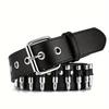 Bullet Punk Style Belt for Men and Women, Fashionable and Trendy Belt, Rock Casual Belt, PU Material, Very Suitable for Daily Dressing