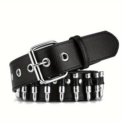 Bullet Punk Style Belt for Men and Women, Fashionable and Trendy Belt, Rock Casual Belt, PU Material, Very Suitable for Daily Dressing