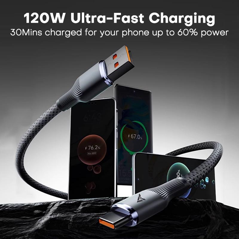 TUODES 120W USB Type C Cable Fast Charging Quick Charge 3.0 Mobile Phone Type-C USB Charger Data Cord For Samsung Xiaomi Huawei
