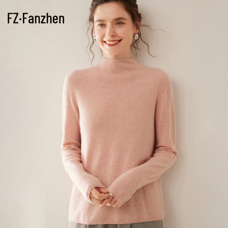 Fanzhen Women's Semi-High Collar Cashmere Sweater