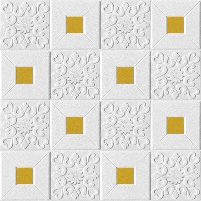 10pcs Foam 3D Roof Stickers Self-adhesive Ceiling Decorative Panels Waterproof Wallpaper Living Room Bedroom Home Decoration