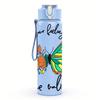 1PC Teal Butterfly Floral Quote 750ml Color Plastic Sports Water Bottle Leakproof Flip Straw Lid Suitable for Sports Office Home Use