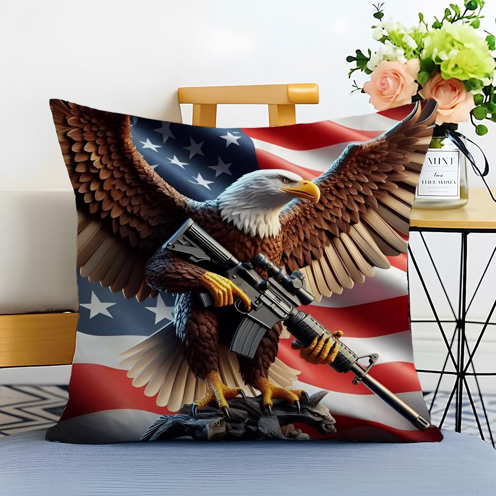Independence Day Cushion Cover Washable Linen Comfort Soft  for Sofa Bed Cozy Home Room Decor