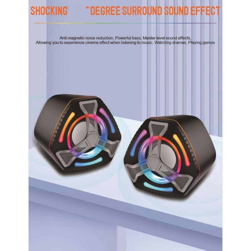 USB Corded Multimedia Speakers With Vibranted Color Effects And Double Connection For Laptop Desktop Devices
