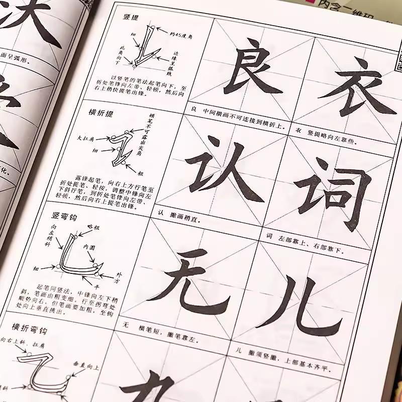 Ouyang Xun Regular Script Calligraphy Tutorial - Beginner's Brush Skill Copybook with Detailed Explanation Ofbasic Strokes