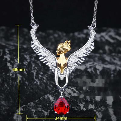 Luxury Fashion Angel Feather Wings Simulation Pigeon Blood Ruby Water Drop Shaped Necklace Suitable For Women Party Banquet High-end Jewelry
