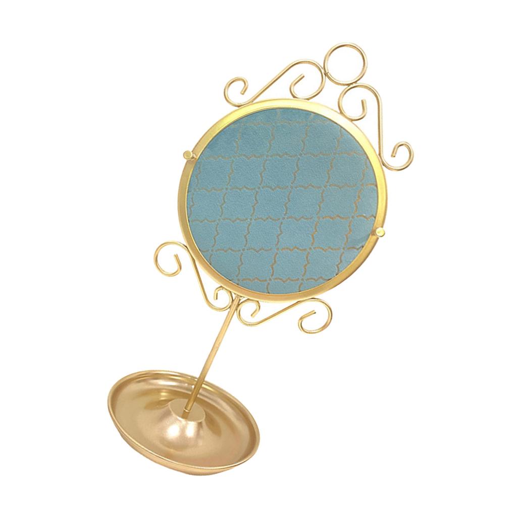 Elegante Suporte de Joias Para Mulheres Manequim Azul Vestido de Princesa Colar Brinco Suporte Exibidor Com Acentos Dourados