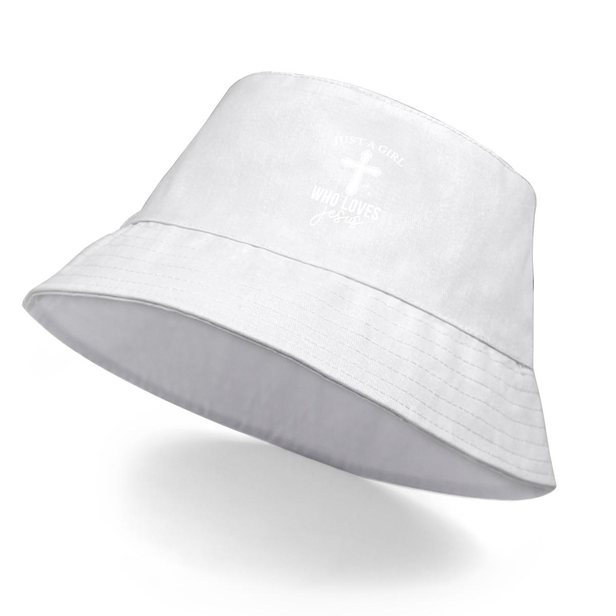 

Bucket Hat With White Cross Print , GIRL LOVES JESUS Women s Cap Candy Color Summer Trendy Fishing Hat as the picture білий