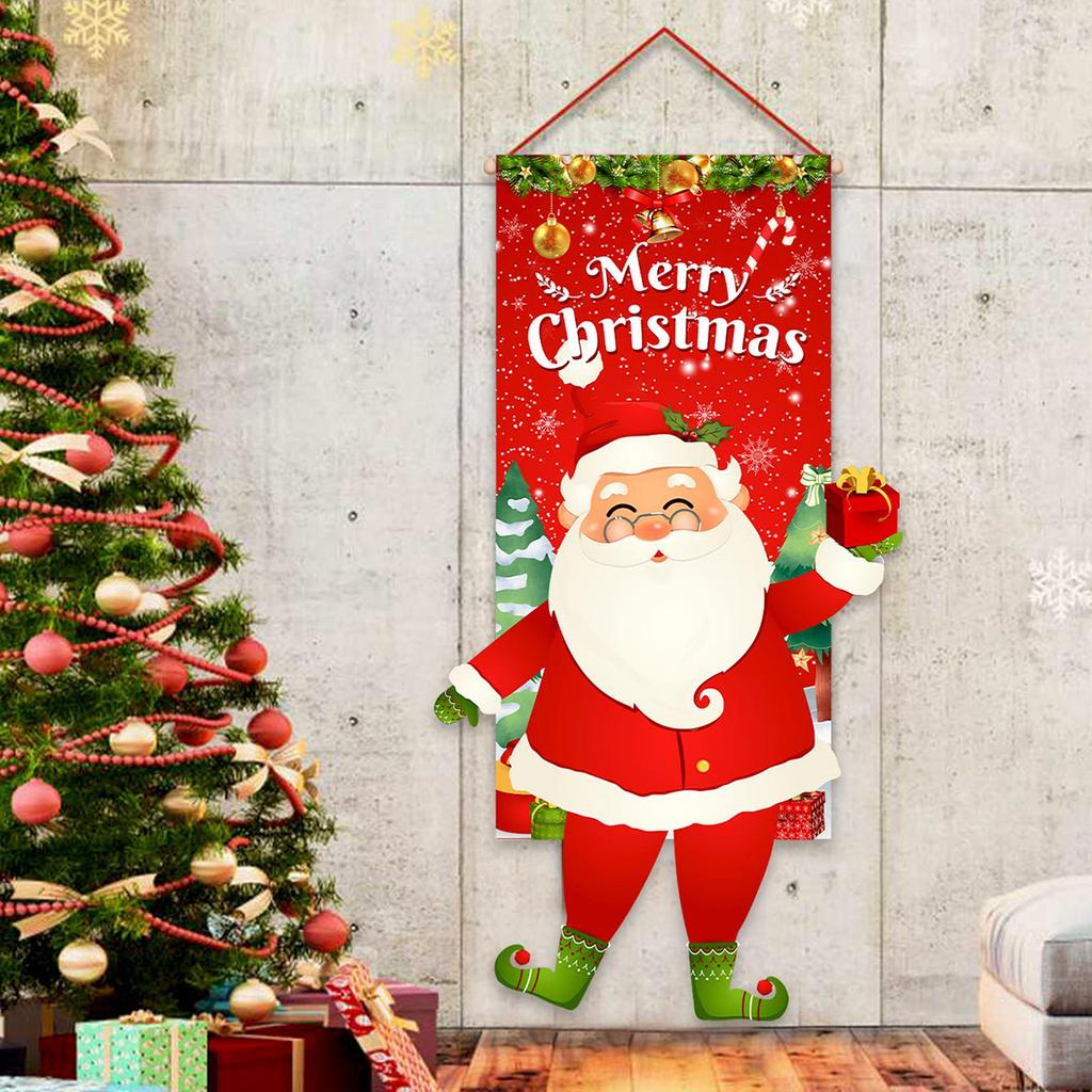 2025 Christmas Hanging Flag Banner Christmas Decorations For Home ,Christmas Door Ornaments Santa Claus Snowman Gifts