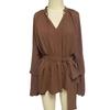 Summer Ruffle Long Sleeve Dress for Women Casual V Neck A-line Swing Mini Dress with Belt Irregular Vacation Dress