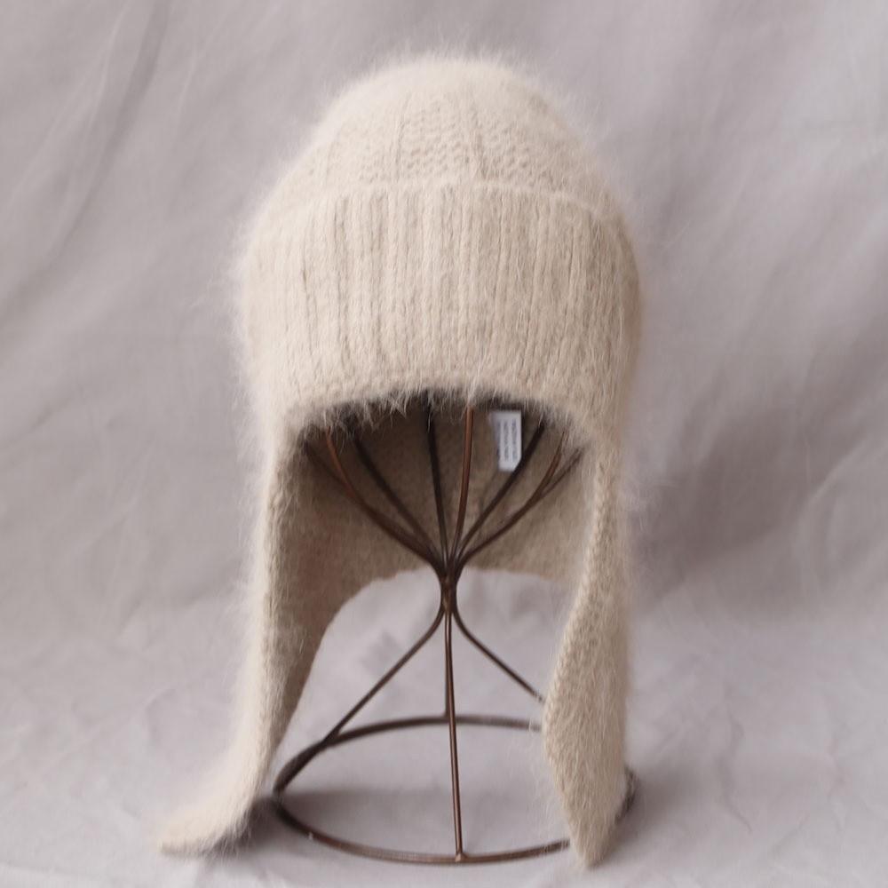 Warm Fur Ear Flap Cap Soft Skullies Beanies Cozy Woman Knit Cap Winter Season