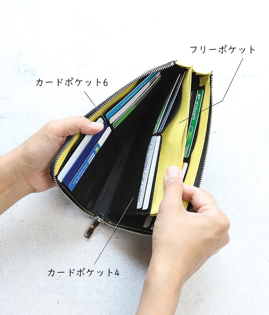 VIA DOAN Women's Slim L-Shaped Zipper Long Wallet, Genuine Leather, Polka Dot Pattern, Made in Japan [No. 561]
