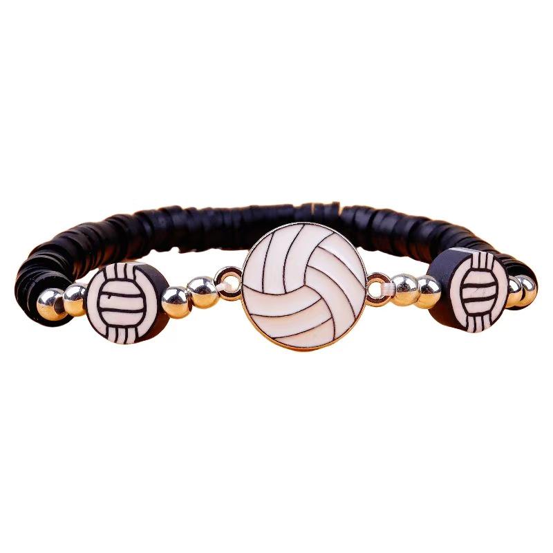 

World Cup Series Sports Ball Bracelet - Basketball, Football, Rugby, Volleyball, Baseball with Polymer Clay & Umbrella Rope Woven Design