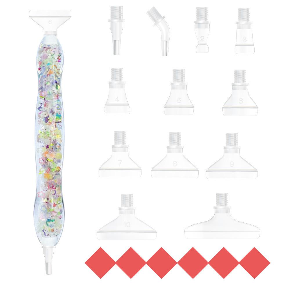 Glow Diamond Painting Pen Set with 12 Threaded Plastic Tips Luminous Rhinestone Picker Tool for DIY Crafts Nail Art