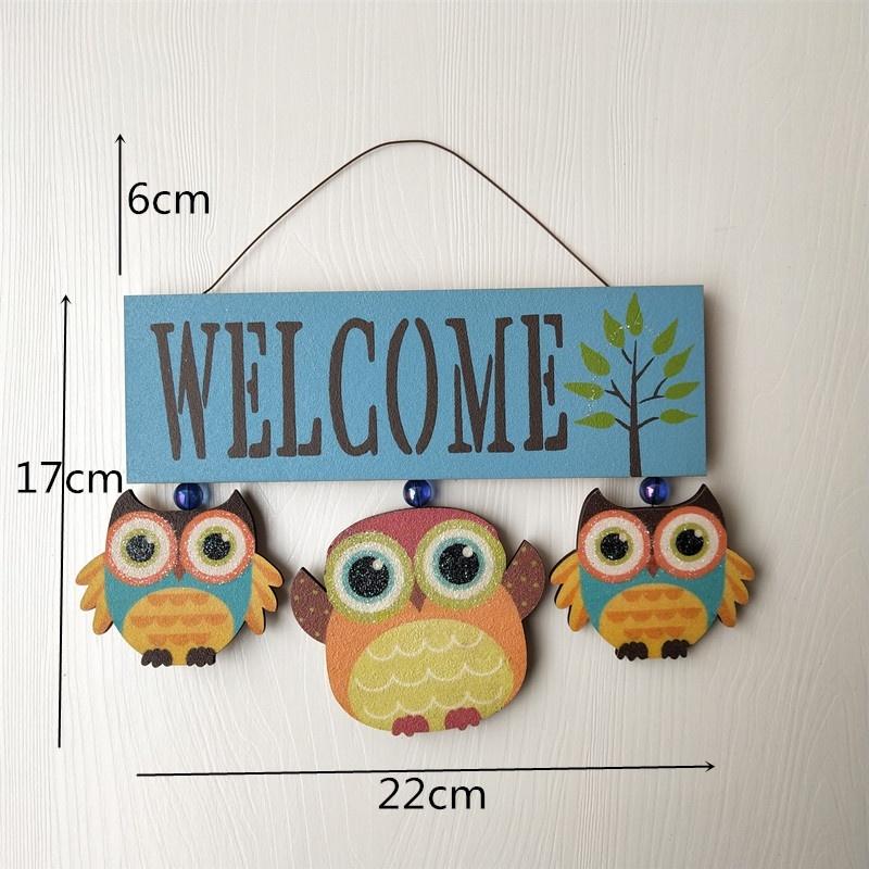 Pastoral Style Home Accessories Creative Personality Owl Listing Welcome To Welcome Store Wall Hanging