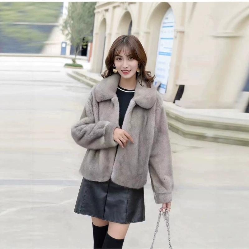 Winter whole mink lapel imitation mink fur coat women's fashion warm and environmentally friendly mink coat