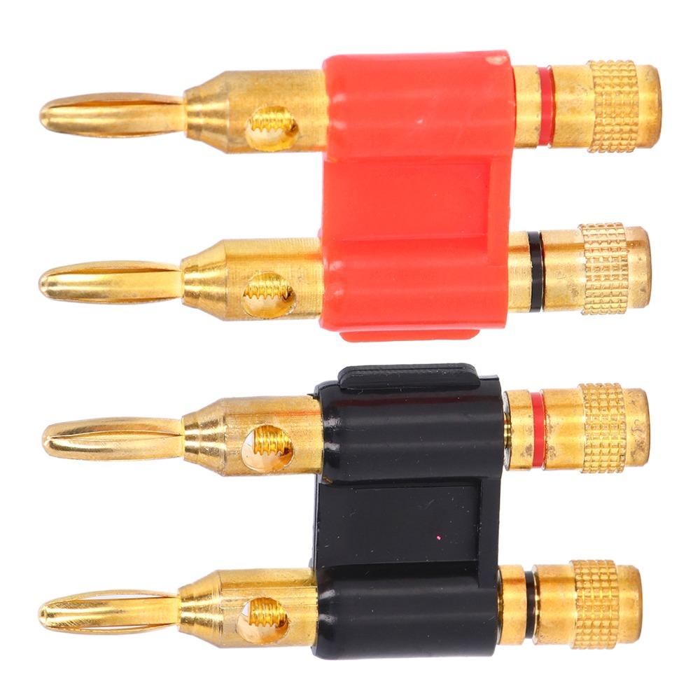 2PCS 2 Way Male Plug Banana Plug Stackable Design Dual Connection Stackable Banana Plug 32A 1000V Brass Connectors