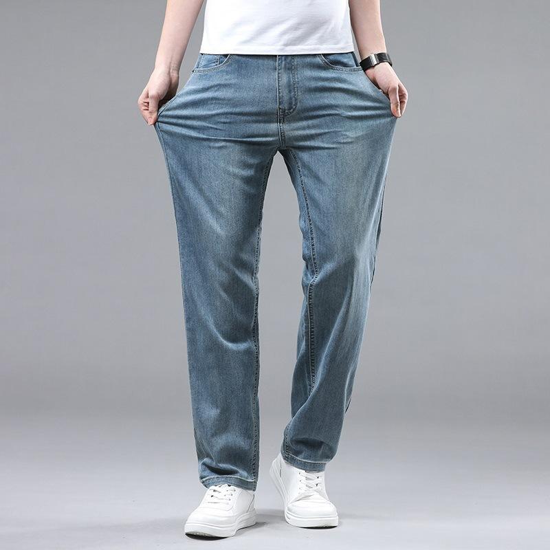 Summer Thin Jeans Men's Youth Autumn and Winter Loose Straight Wide-leg Business Jeans