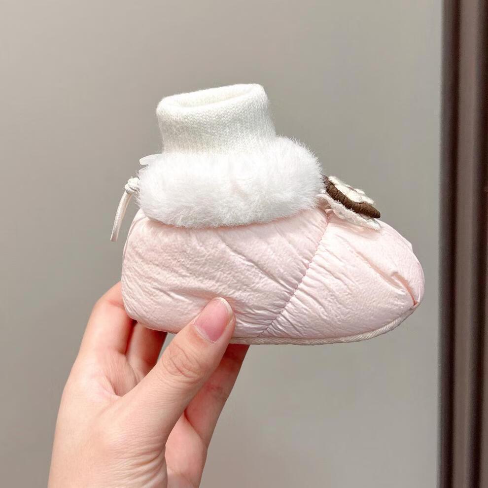 Winter Baby Shoes: Soft Sole Walker for Girls, 6-12 Months, Non-Shedding Velvet, Warm Cotton Boots