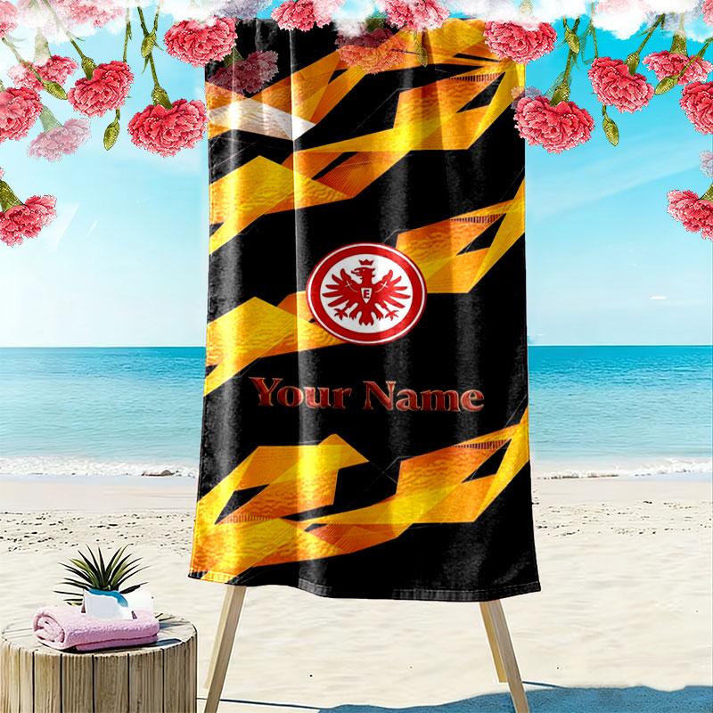 Eintracht Frankfurt Benutzerdefinierter Name Druck Strandtuch, Großes Weiches Schnelltrocknendes Handtuch für Strand Camping Schwimmen