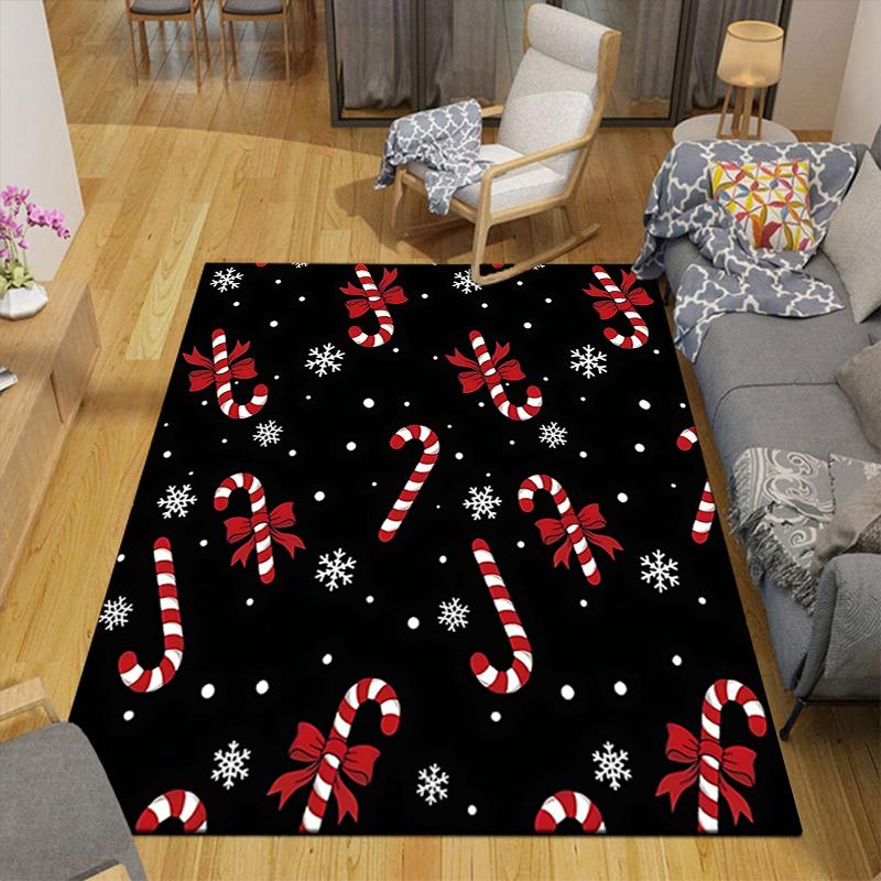 1Pc Christmas Candy Canes Rug Office Carpet Indoor Outdoor Doormat Nonslip Soft And Comfortable Living Room Christmas Halloween Gift D91841