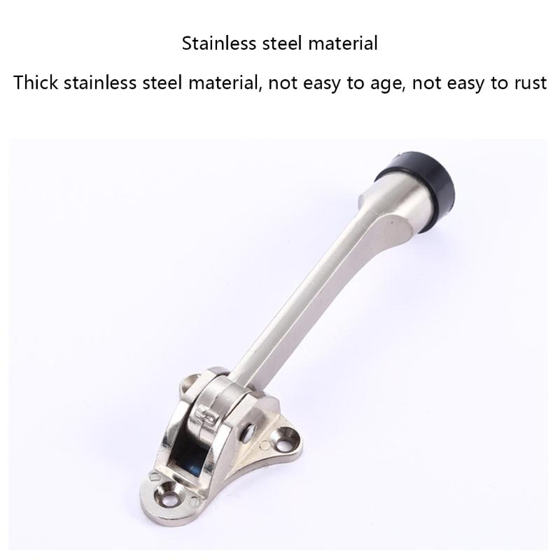 Stainless Steel Anti-collision Door Stopper Kick Down Door Holder Rubber Buffer Suitable for Homes Offices Punch Install