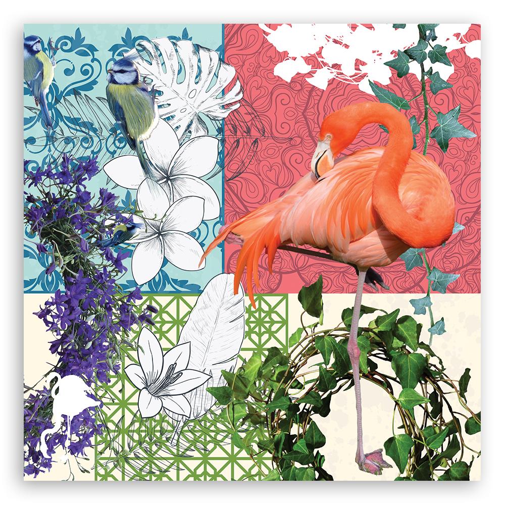 Canvas Print Flamingo and Birds Collage