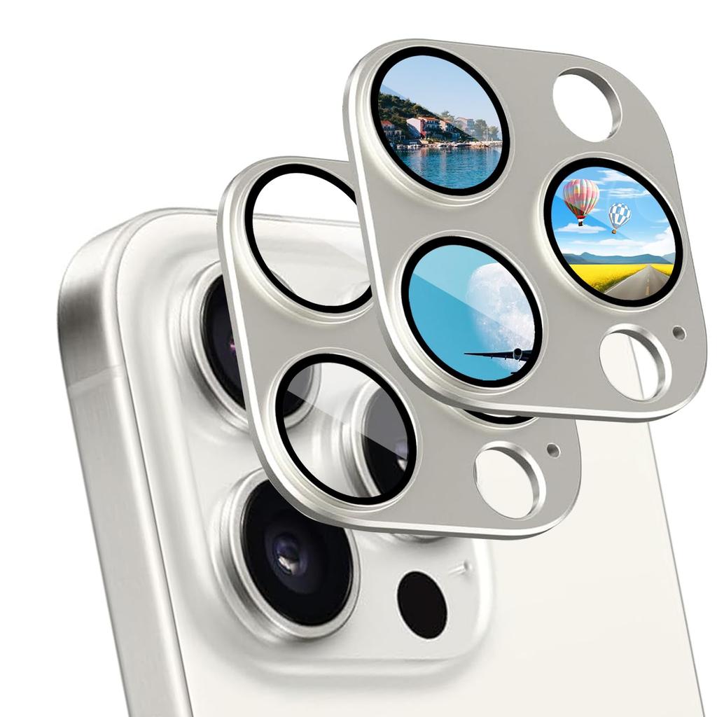 iXinQu Camera Film for iPhone 16 Pro Camera Lens Protection Alloy Tempered 9H Shockproof with Black Prevents Camera Protector for 15 Strong Easy to