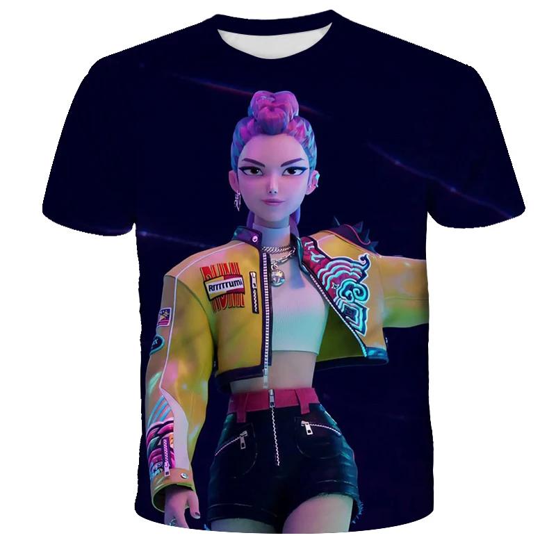 2025 Movie KPop Demon Hunters T-shirt Summer Short Sleeve Tee for Casual Loose Girl Boy Graphic Printed Tops