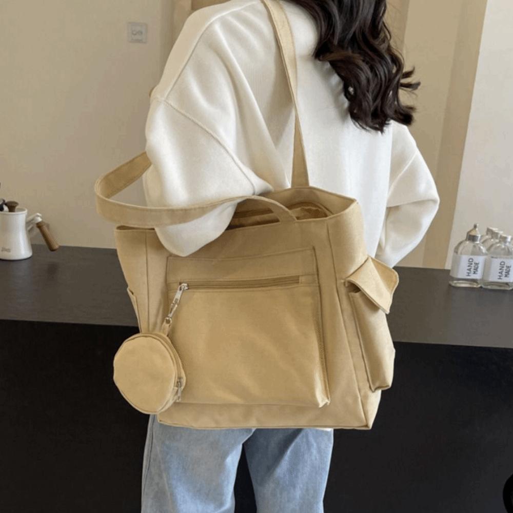 Simple Student Tote Bag Large Capacity Single-shoulder Bag Stylish Shopping Handbag Student Class