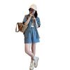 Spring/Summer 2026 Youthful Slimming Outfit Set: Petite to Plus-Size Women's Denim Shorts Two-Piece