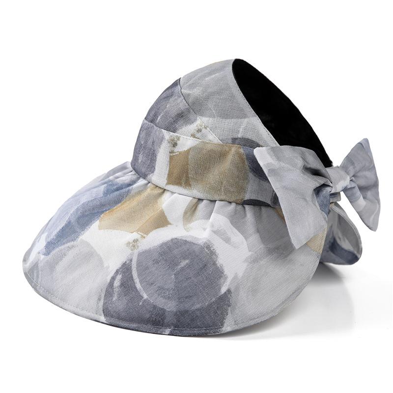 Women S Sun Hat Big Eaves Empty Top Sunscreen Cycling Sun Hat Women S Summer Printing Foreign Style Ethnic Tourism Beach Hat Adjustable