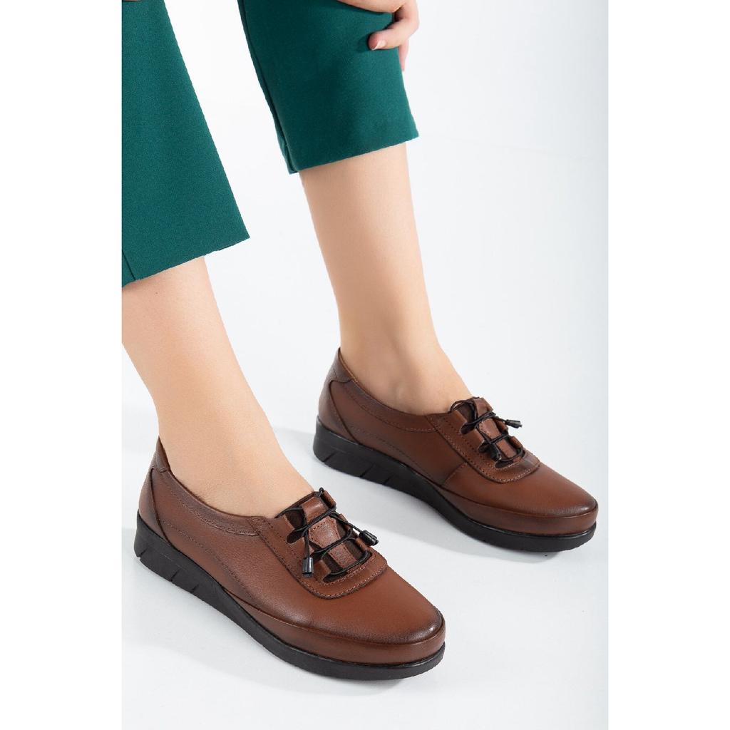 Genuine Leather Orthopedic Flexible Tire Lace Mother Shoes