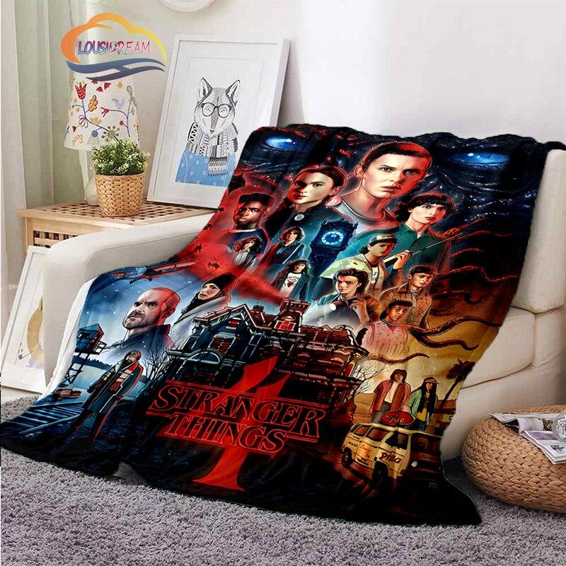 Horror Series Stranger Things Series Flannel Blanket Bedroom Sofa Bed Four Seasons Soft Blanket Travel Light Comfortable Blanket